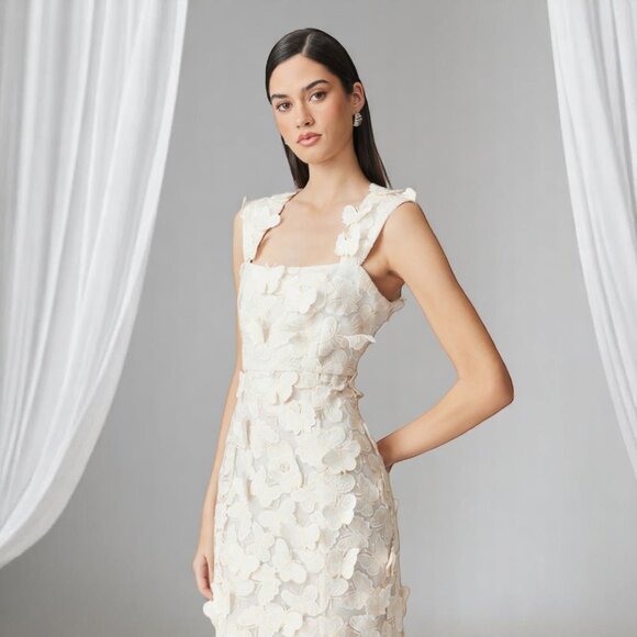 NWT ELLIATT Scarlett Butterfly Midi Dress In White - Picture 2 of 7